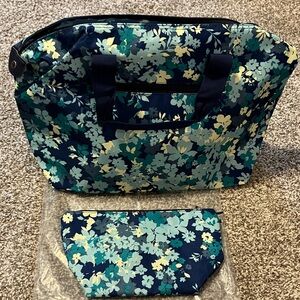 Floral Blue and Green Women's Bag Set